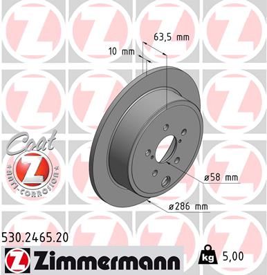 Диск тормозной задний ZIMMERMANN 530246520