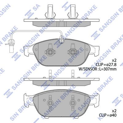 Колодки тормозные передние SANGSIN SP2316