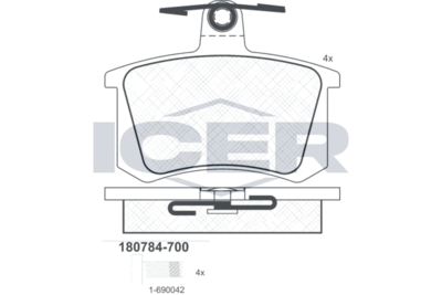 Колодки тормозные дисковые ICER 180784700
