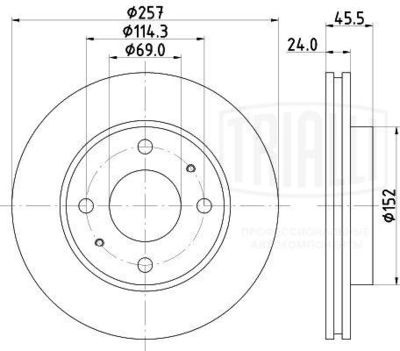 Диск тормозной передний TRIALLI DF084611
