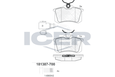 Колодки тормозные ICER 181387700