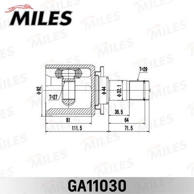 ШРУС внутренний левый Miles GA11030