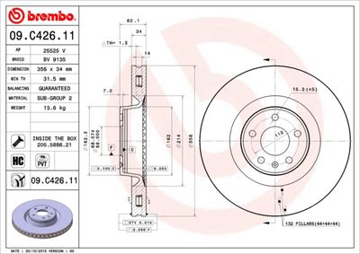 Диск тормозной передний BREMBO 09C42611