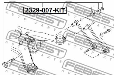 Болт с эксцентриком ремкомплект FEBEST 2329007KIT