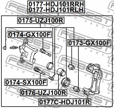 Ремкомплект тормозного суппорта заднего FEBEST 0175UZJ100R