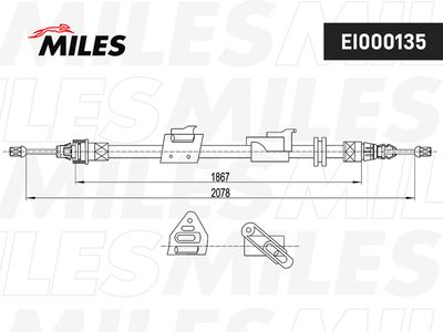 Трос стояночного тормоза левый Miles EI000135