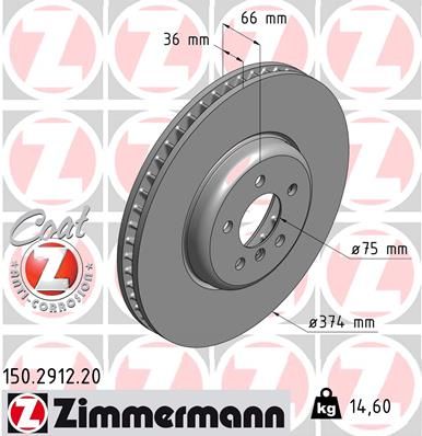 Диск тормозной передний левый ZIMMERMANN 150291220