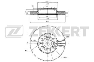 Диск тормозной передний Zekkert BS5043