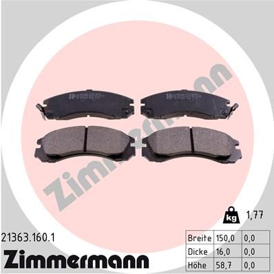 Колодки тормозные дисковые ZIMMERMANN 213631601
