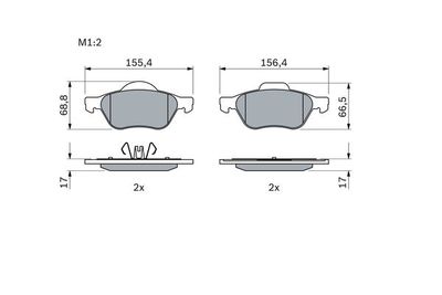 Колодки тормозные дисковые передние BOSCH 0986494439
