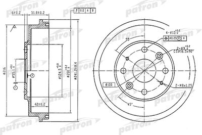 Барабан тормозной задний PATRON PDR1546