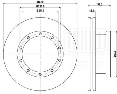 Диск тормозной передний задний TRIALLI DF549