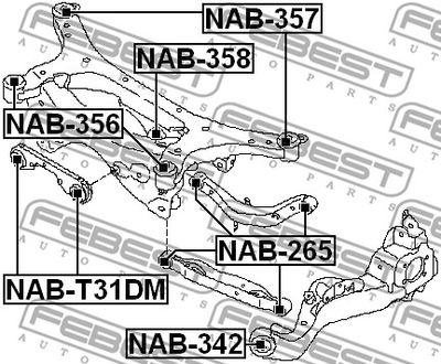 Сайлентблок задней балки FEBEST NAB356