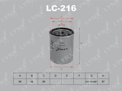 Фильтр масляный LYNXauto LC216