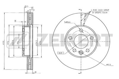 Диск тормозной передний Zekkert BS5357
