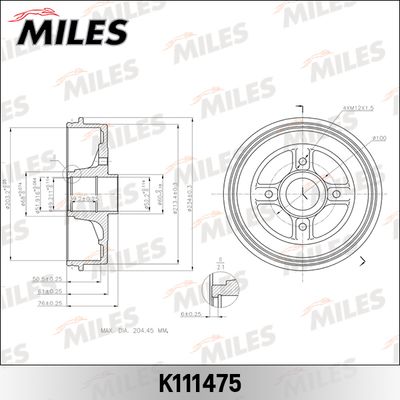 Барабан тормозной Miles K111475
