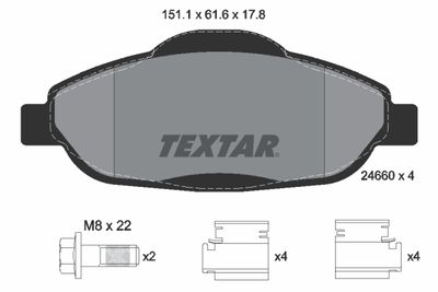 Колодки передние с противошумной пластиной TEXTAR 2466001