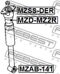 Сайлентблок амортизатора заднего FEBEST MZAB141