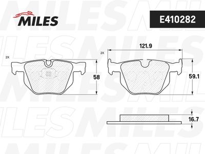 Колодки тормозные задние Miles E410282