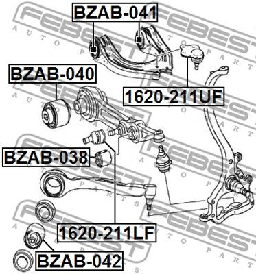 Сайлентблок рычага подвески FEBEST BZAB042