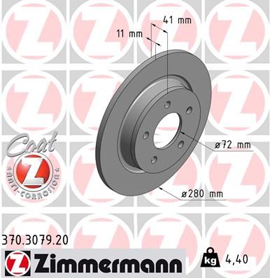 Диск тормозной ZIMMERMANN 370307920
