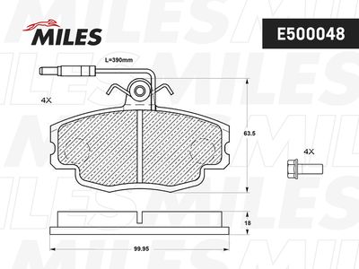 Колодки тормозные передние с датчиком Miles E500048