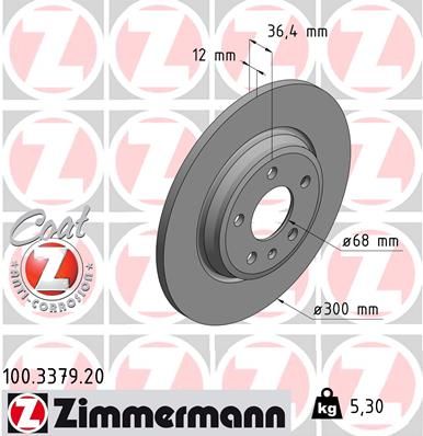 Диск тормозной задний ZIMMERMANN 100337920