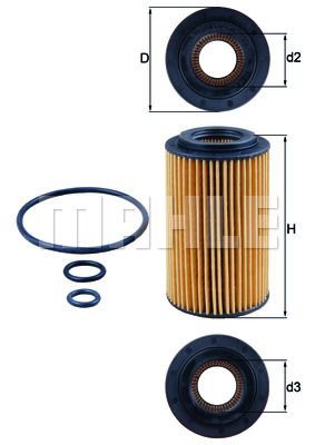 Фильтр масляный MAHLE OX1537D2