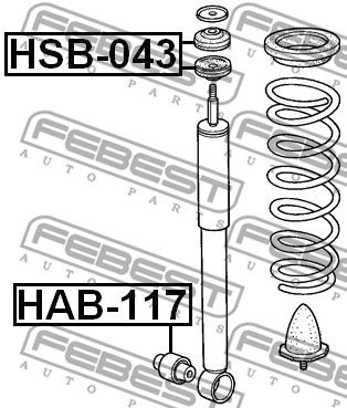 Сайлентблок амортизатора заднего FEBEST HAB117