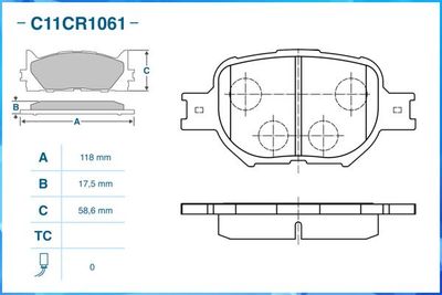Колодки тормозные передние CWORKS C11CR1061