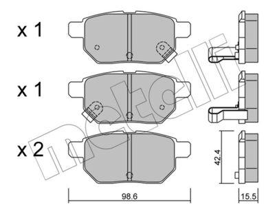 Комплект колодок для дискового тормоза METELLI 2207460