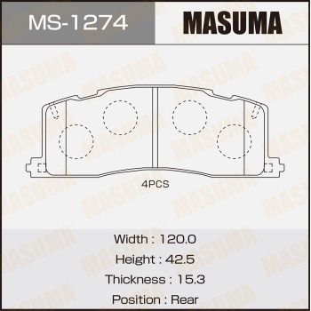 Колодки тормозные задние Masuma MS1274