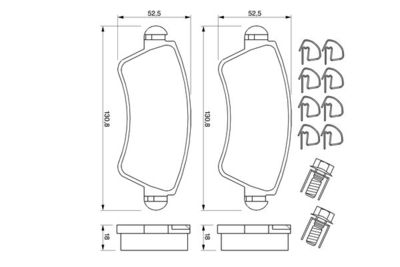 Комплект колодок для дискового тормоза BOSCH 0986424801