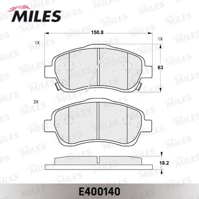 Колодки тормозные без датчика передние Miles E400140