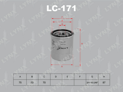 Фильтр масляный LYNXauto LC171