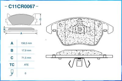 Колодки тормозные передние CWORKS C11CR0067