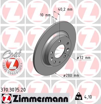 Диск тормозной ZIMMERMANN 370307520