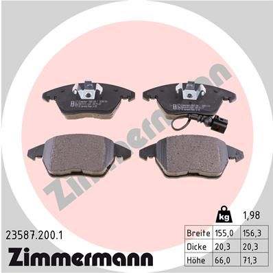 Колодки тормозные дисковые ZIMMERMANN 235872001