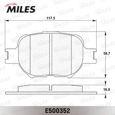 Колодки тормозные передние Miles E500352