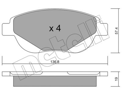 Комплект колодок для дискового тормоза METELLI 2209480