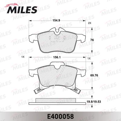 Колодки тормозные передние Miles E400058
