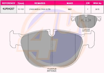 Колодки тормозные передние BMW 34116852253