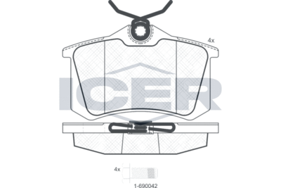 Колодки тормозные дисковые ICER 180697700