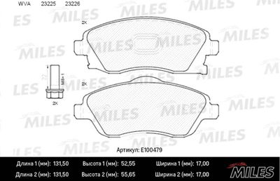 Колодки тормозные передние Miles E100479
