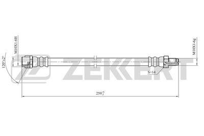 Шланг тормозной задний Zekkert BS9451