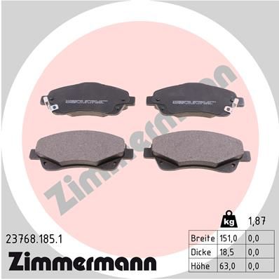 Колодки тормозные дисковые ZIMMERMANN 237681851