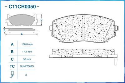 Колодки тормозные передние CWORKS C11CR0050