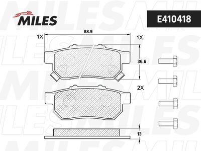 Колодки тормозные задние Miles E410418