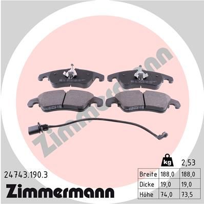 Колодки тормозные дисковые ZIMMERMANN 247431903