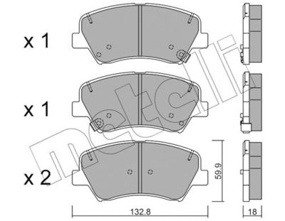 Комплект колодок для дискового тормоза METELLI 2209440